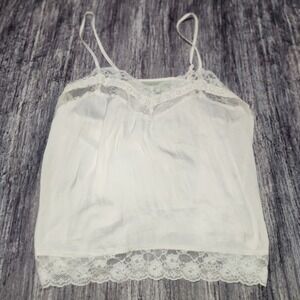 Ryegrass White‎ Lace Trimmed Cami Top Women's Medium Sleeveless